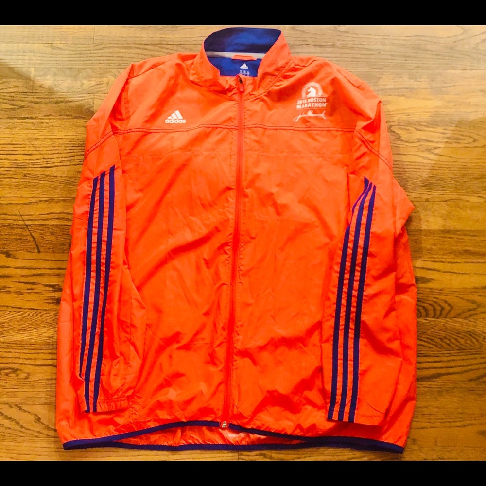 Boston marathon Adidas orange windbreaker jacket